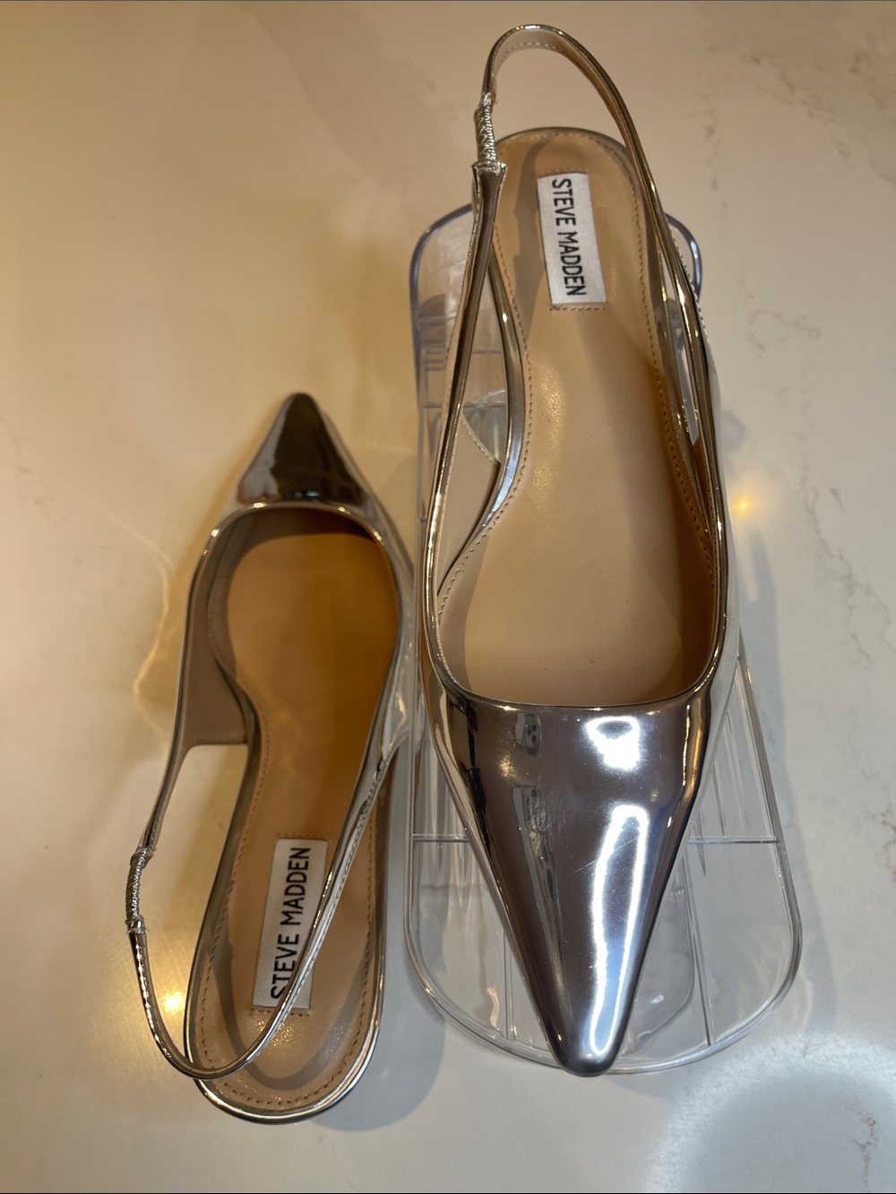Steve Madden Silver Pointed Slingback Flats - Picture 6 of 8